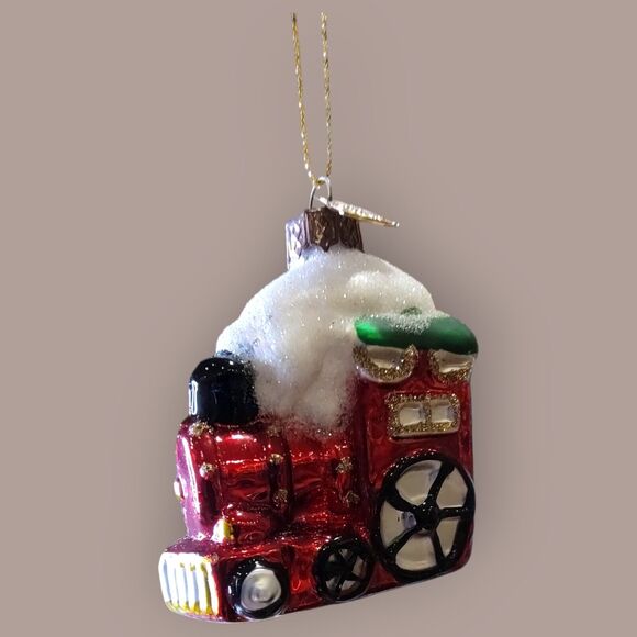Shimmery Christmas Train Ornament Hand Blown Glass Thomas Pacconi Classics 2002 - Picture 6 of 7